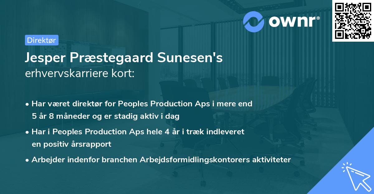 Jesper Præstegaard Sunesen's erhvervskarriere kort