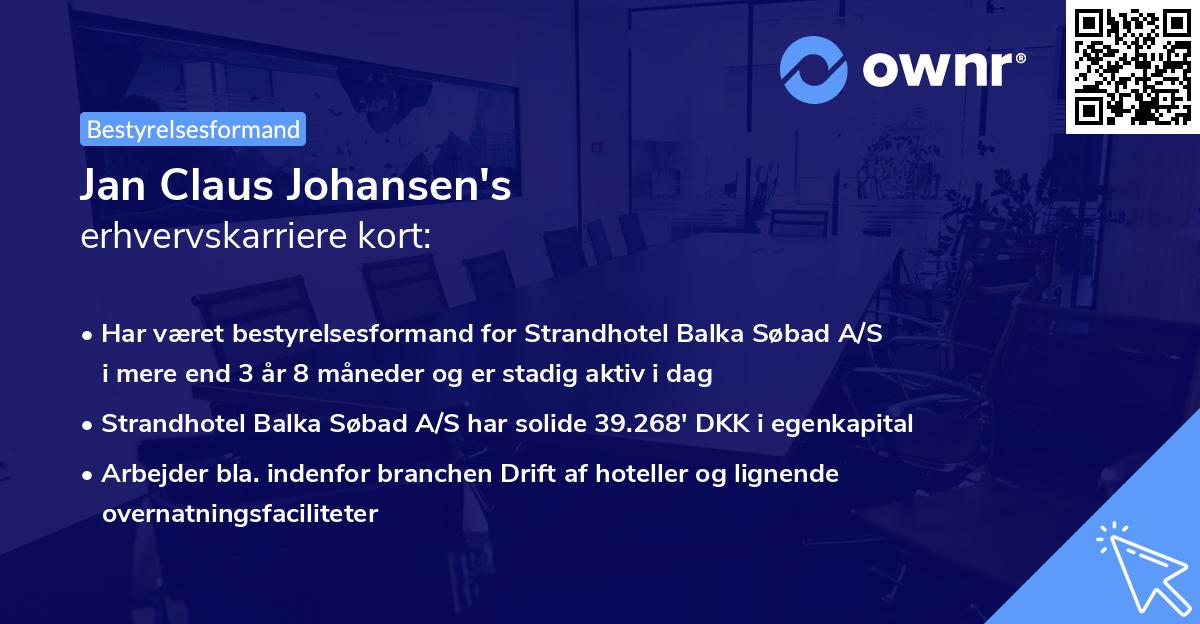 Jan Claus Johansen's erhvervskarriere kort