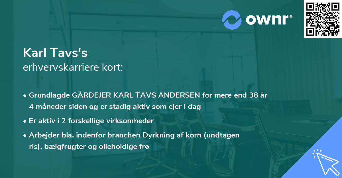Karl Tavs's erhvervskarriere kort