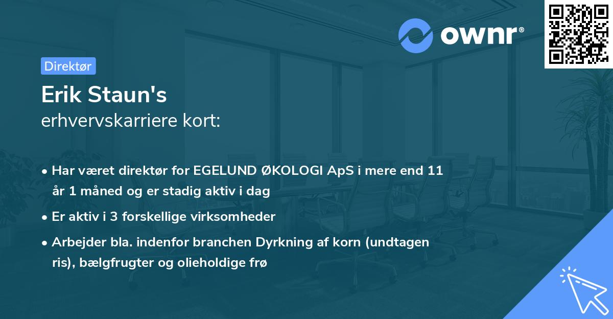 Erik Staun's erhvervskarriere kort