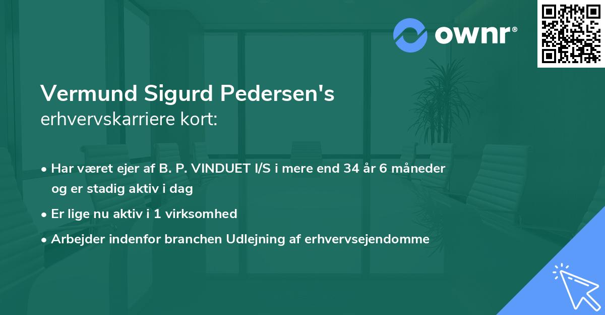 Vermund Sigurd Pedersen's erhvervskarriere kort