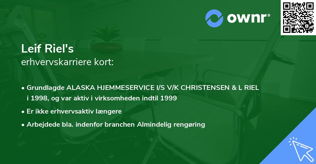 Leif Riel's erhvervskarriere kort