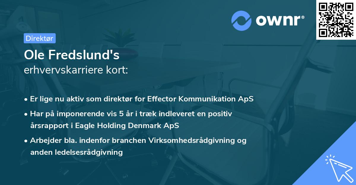 Ole Fredslund's erhvervskarriere kort