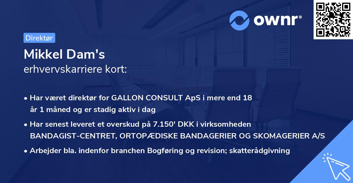 Mikkel Dam's erhvervskarriere kort