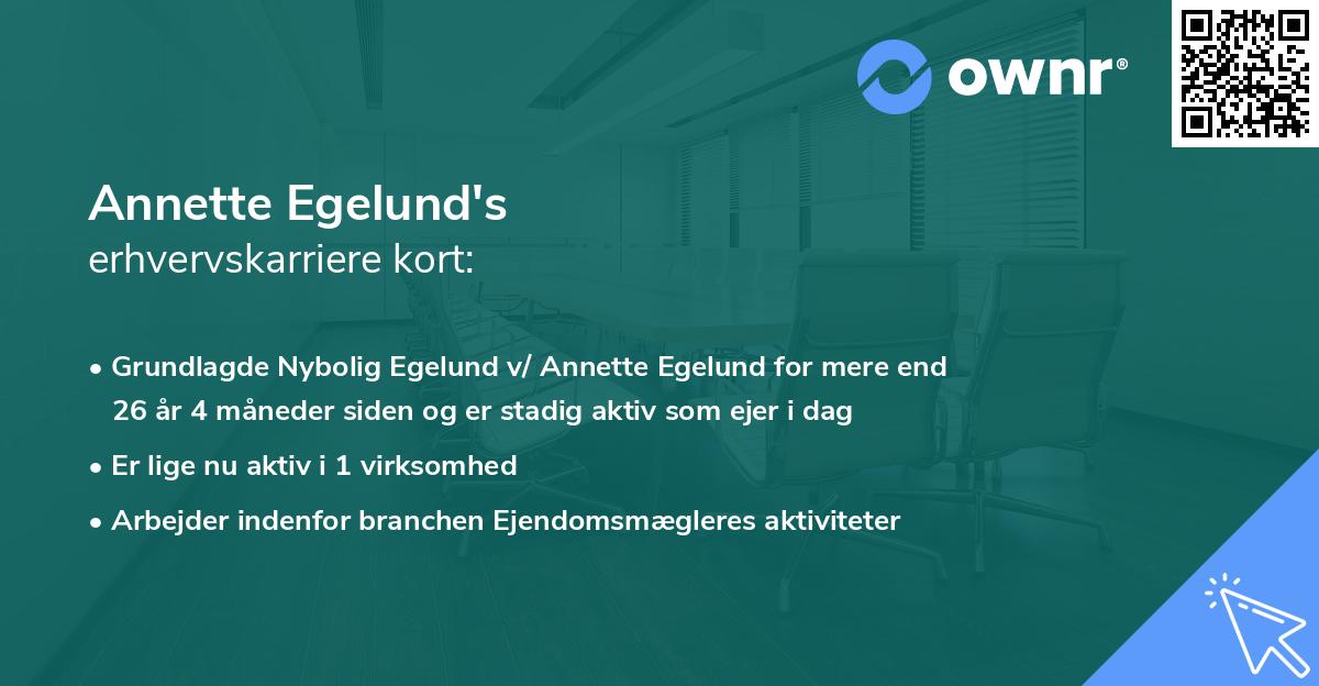 Annette Egelund's erhvervskarriere kort