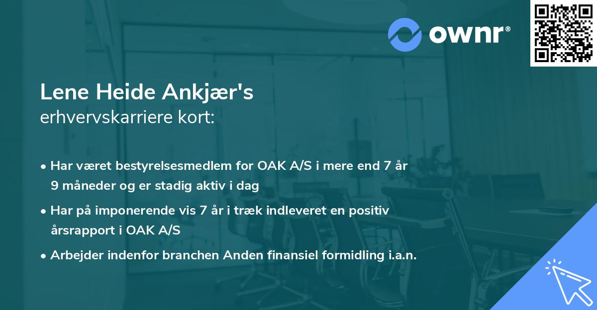Lene Heide Ankjær's erhvervskarriere kort