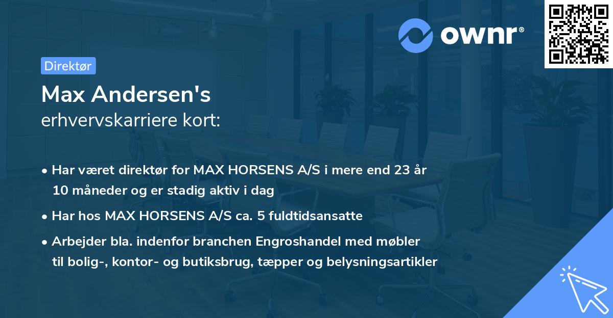 Max Andersen's erhvervskarriere kort
