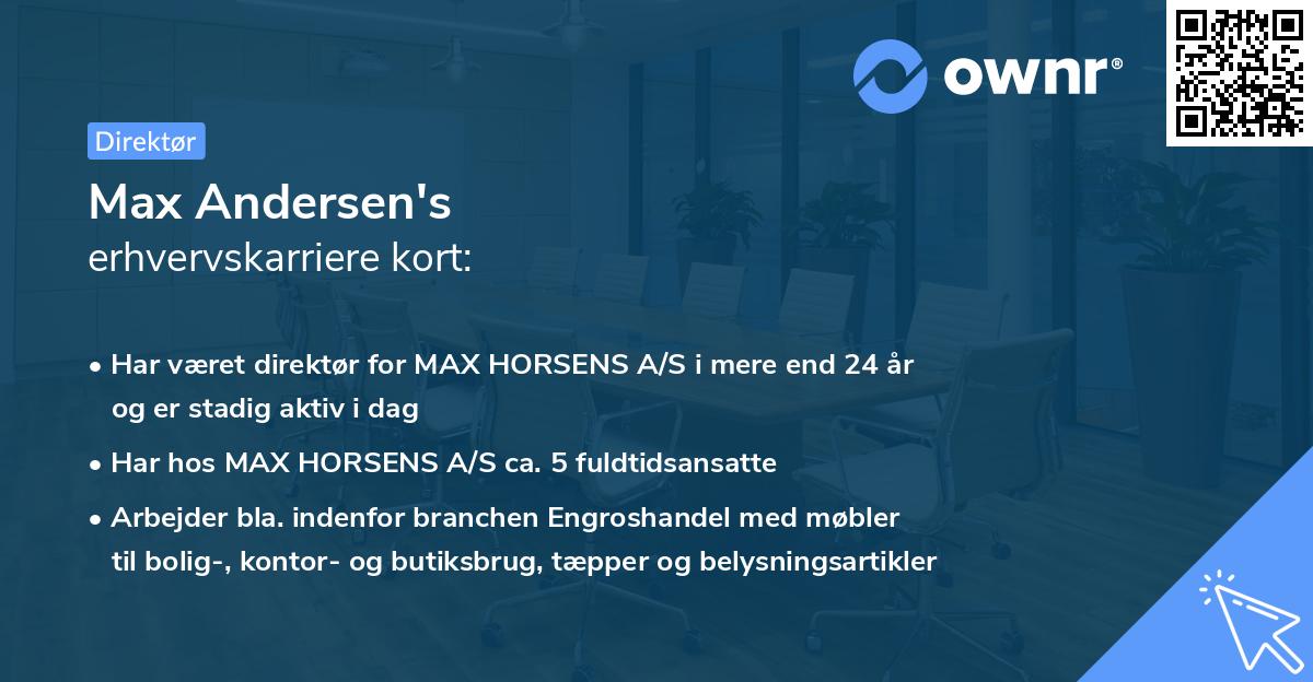 Max Andersen's erhvervskarriere kort
