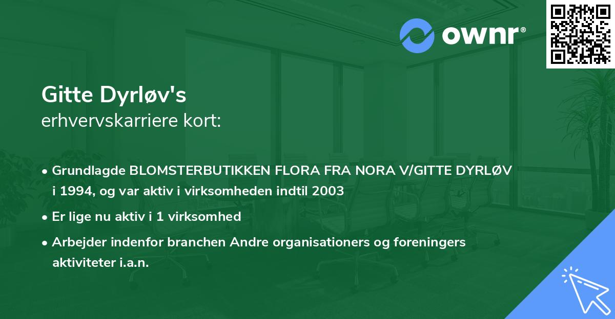 Gitte Dyrløv's erhvervskarriere kort