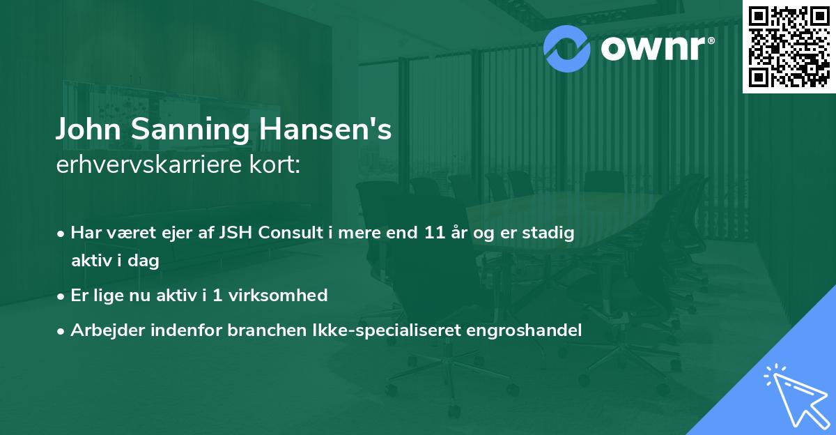 John Sanning Hansen's erhvervskarriere kort