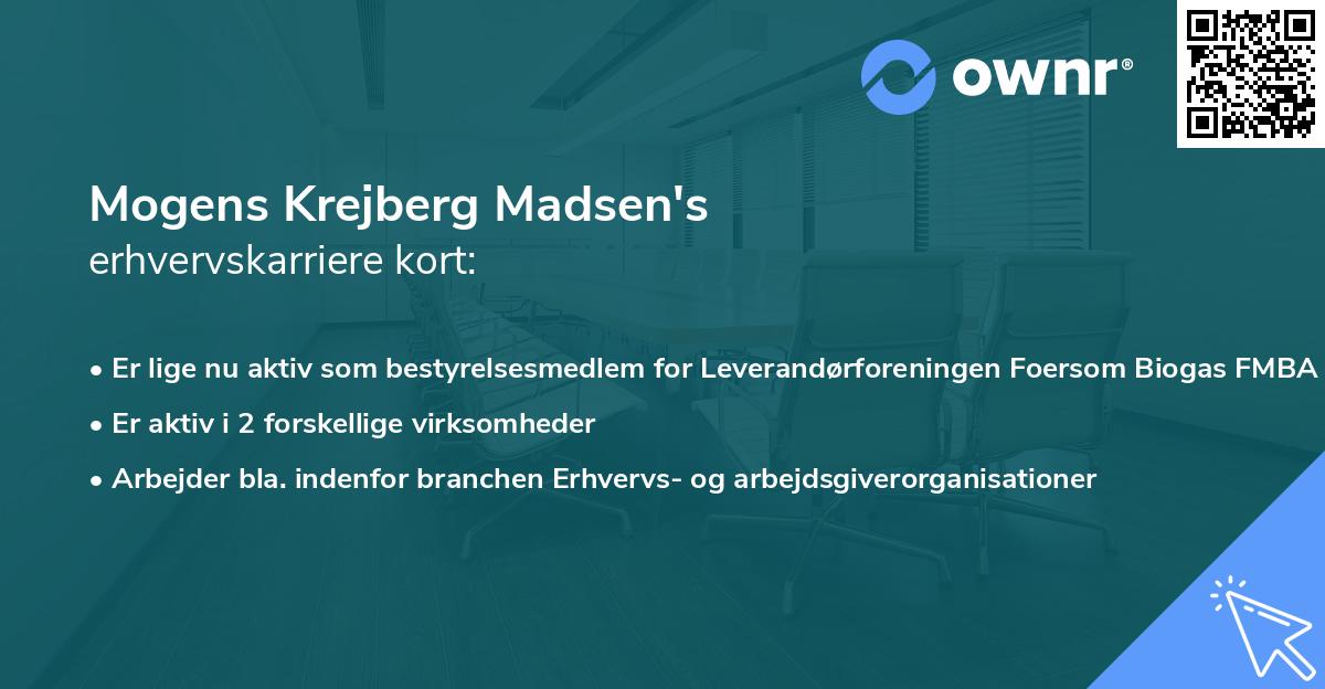 Mogens Krejberg Madsen's erhvervskarriere kort