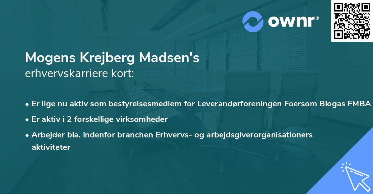 Mogens Krejberg Madsen's erhvervskarriere kort