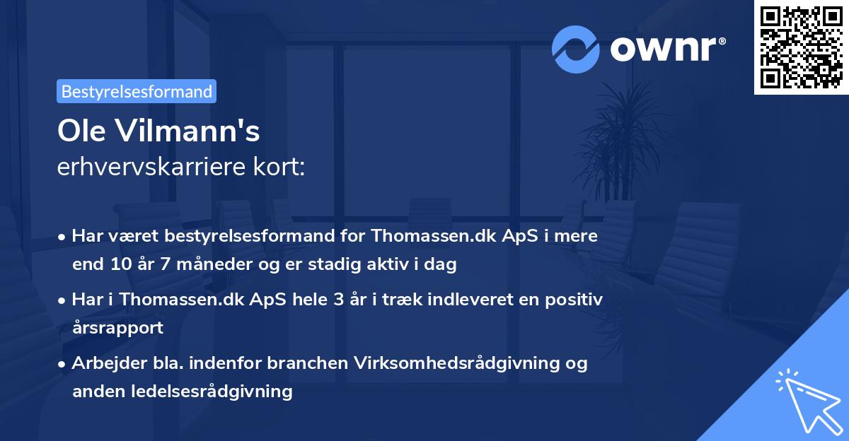 Ole Vilmann's erhvervskarriere kort