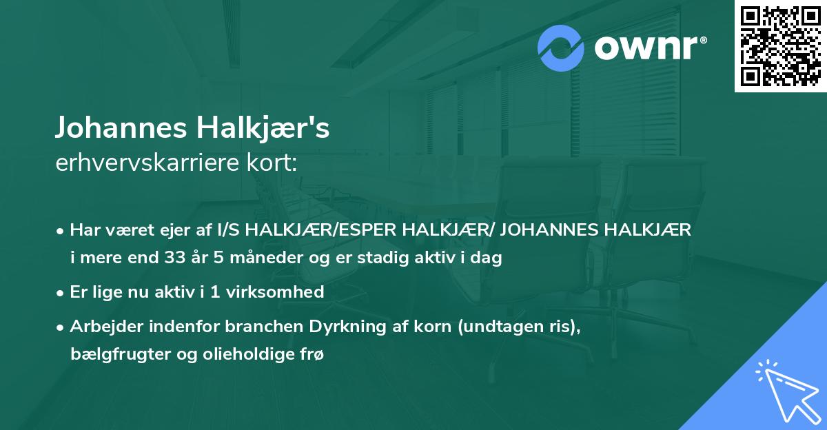 Johannes Halkjær's erhvervskarriere kort