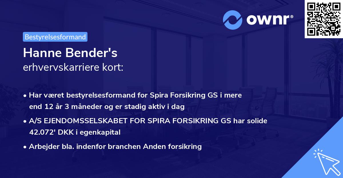 Hanne Bender's erhvervskarriere kort