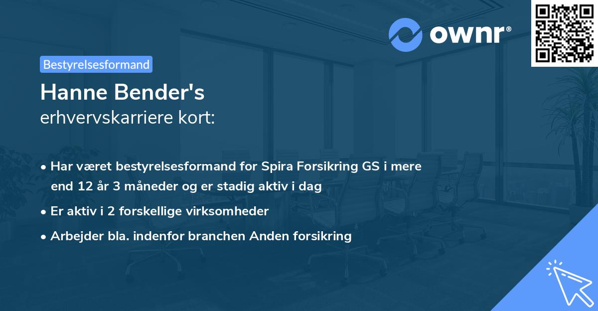 Hanne Bender's erhvervskarriere kort