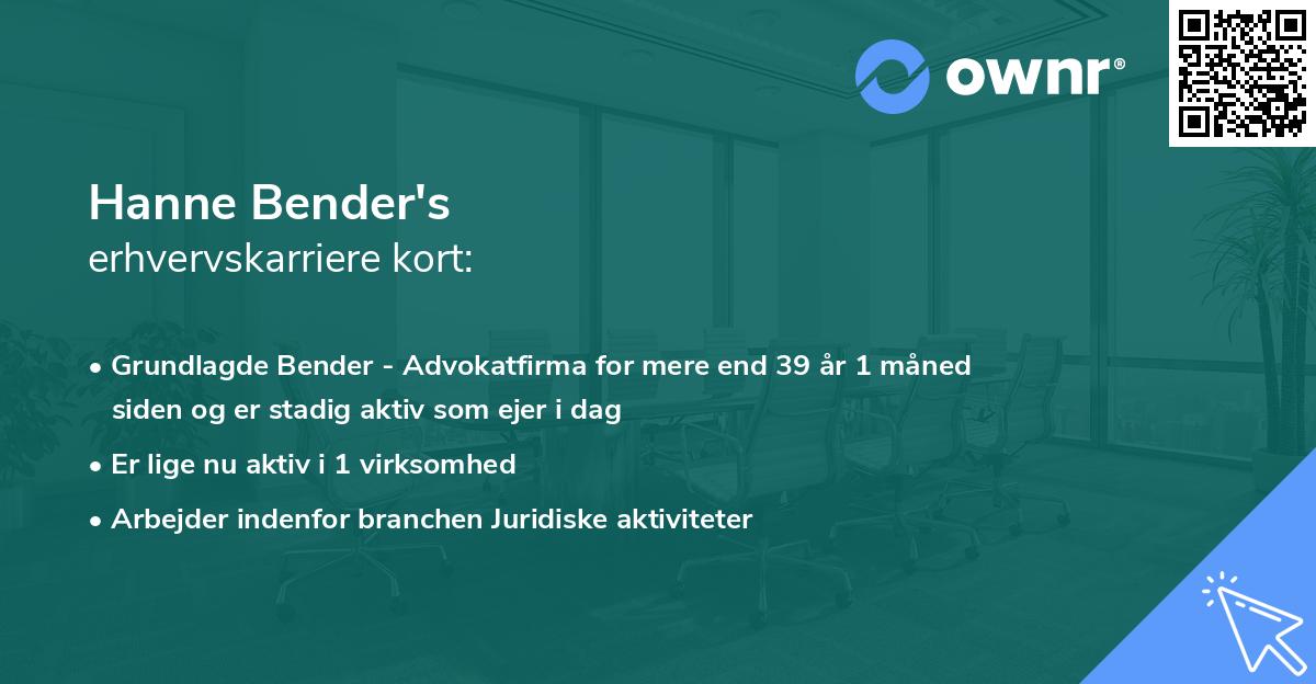 Hanne Bender's erhvervskarriere kort