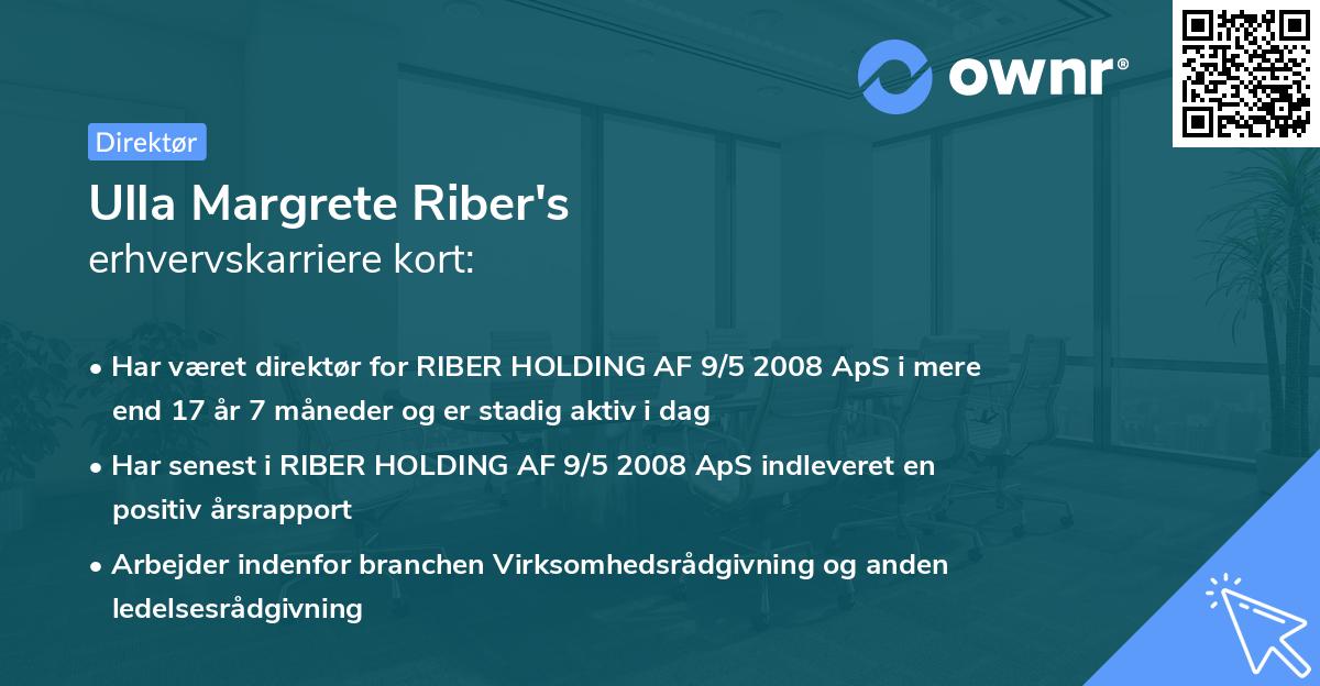 Ulla Margrete Riber's erhvervskarriere kort