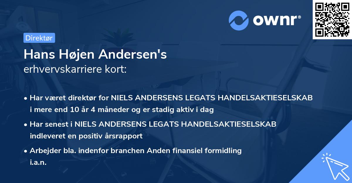 Hans Højen Andersen's erhvervskarriere kort