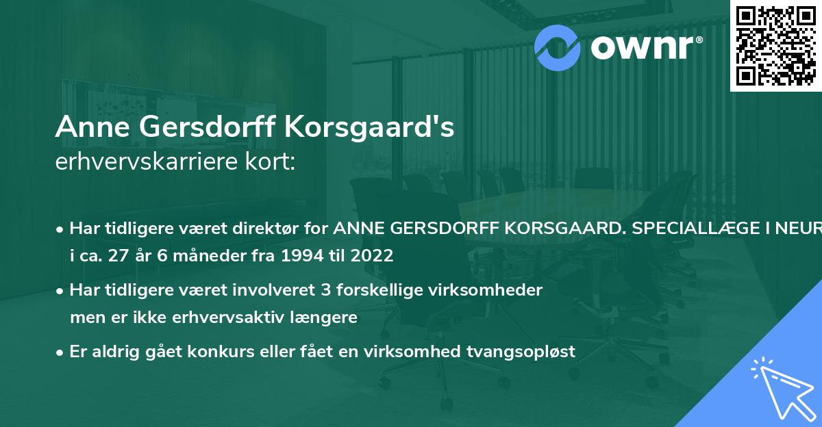 Anne Gersdorff Korsgaard's erhvervskarriere kort
