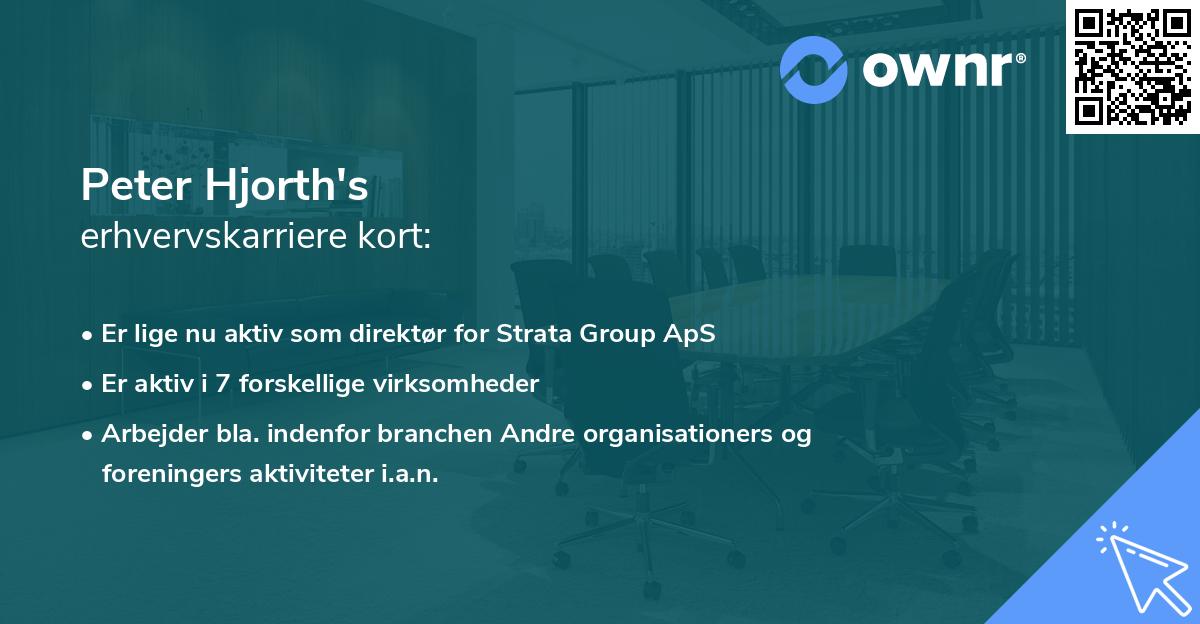 Peter Hjorth's erhvervskarriere kort