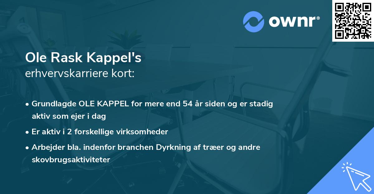 Ole Rask Kappel's erhvervskarriere kort