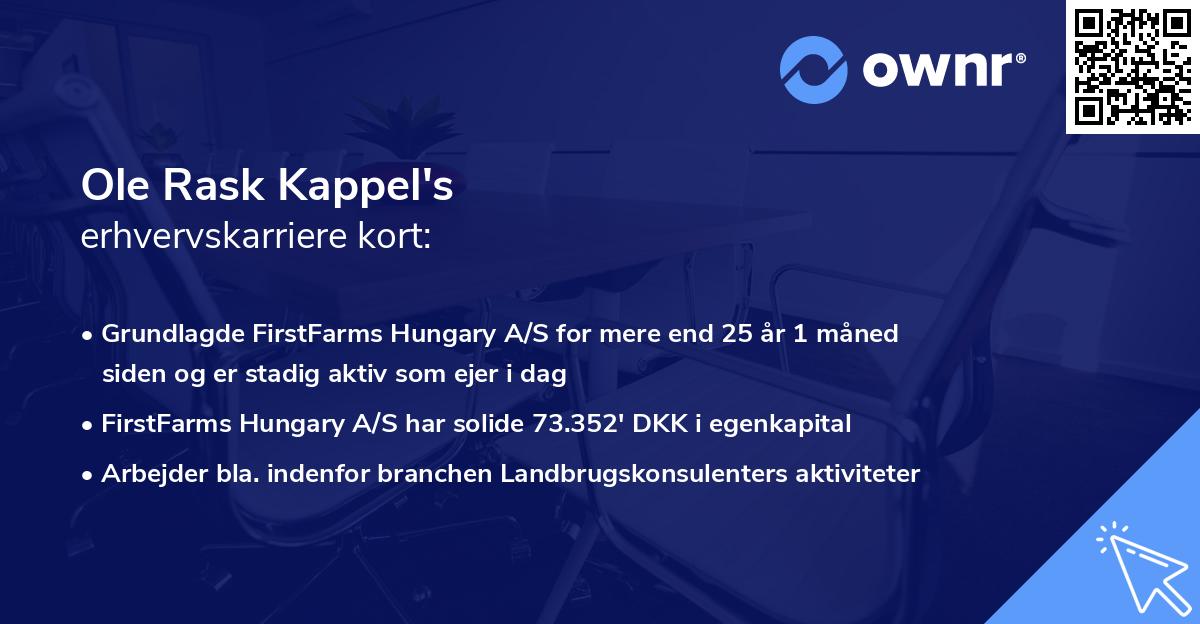 Ole Rask Kappel's erhvervskarriere kort