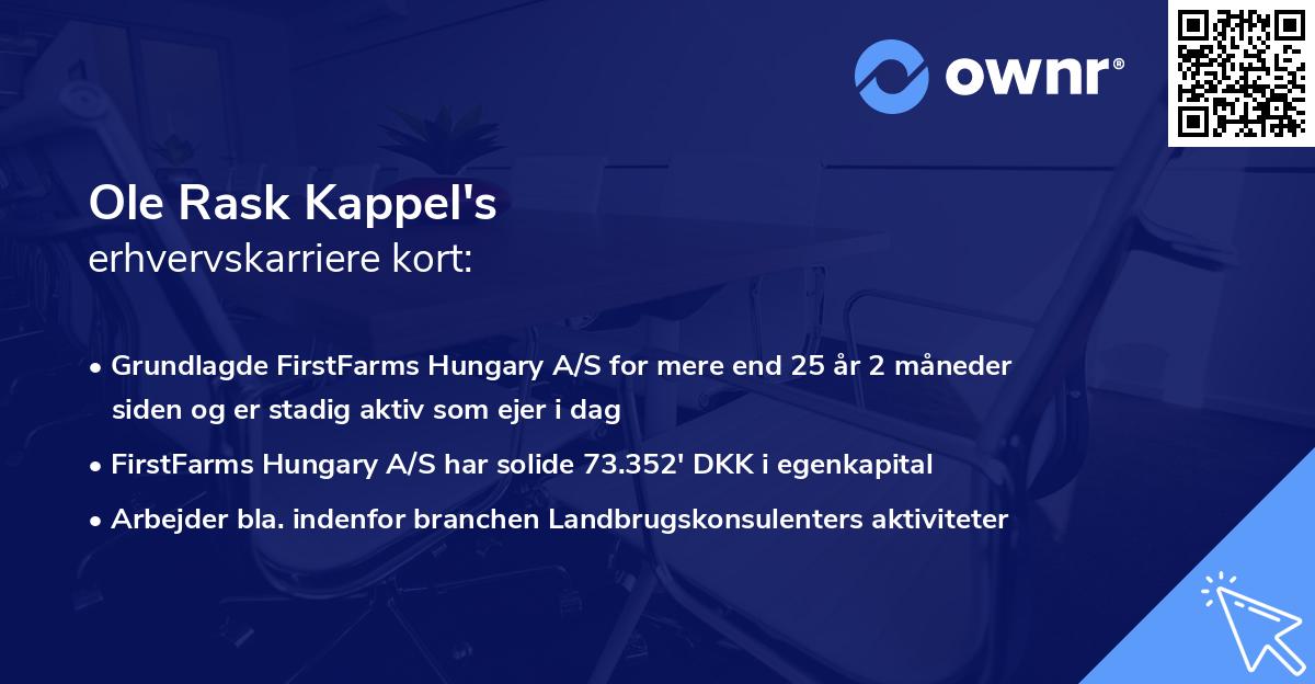Ole Rask Kappel's erhvervskarriere kort