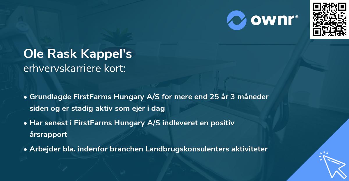 Ole Rask Kappel's erhvervskarriere kort