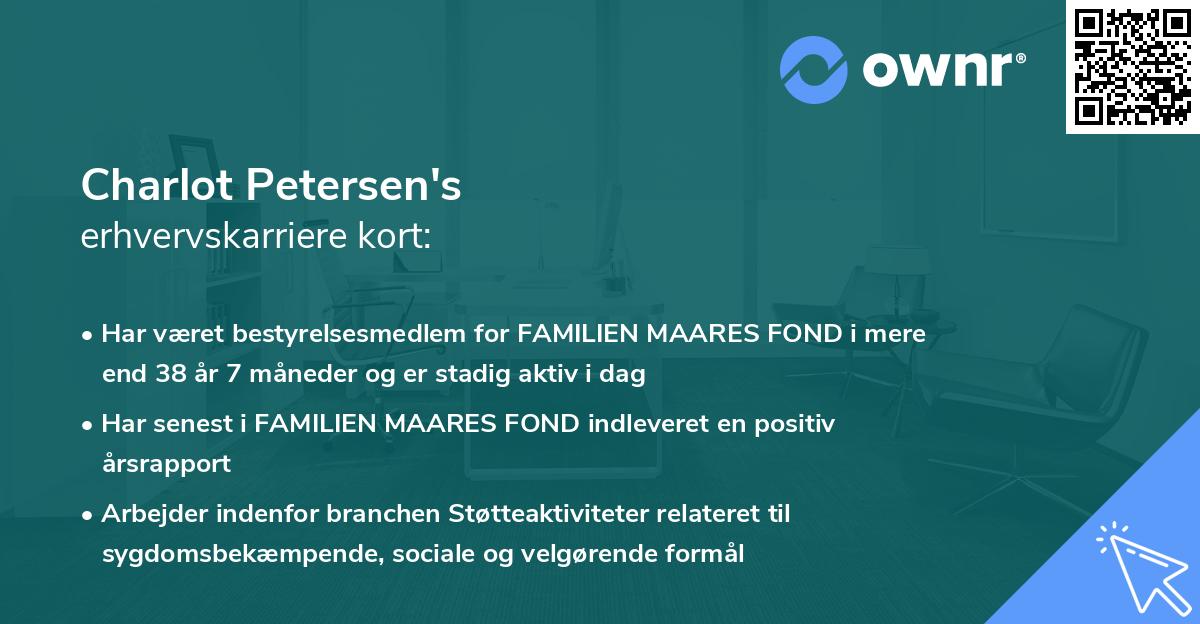 Charlot Petersen's erhvervskarriere kort