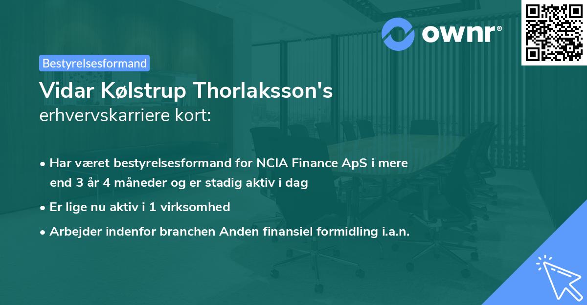 Vidar Kølstrup Thorlaksson's erhvervskarriere kort