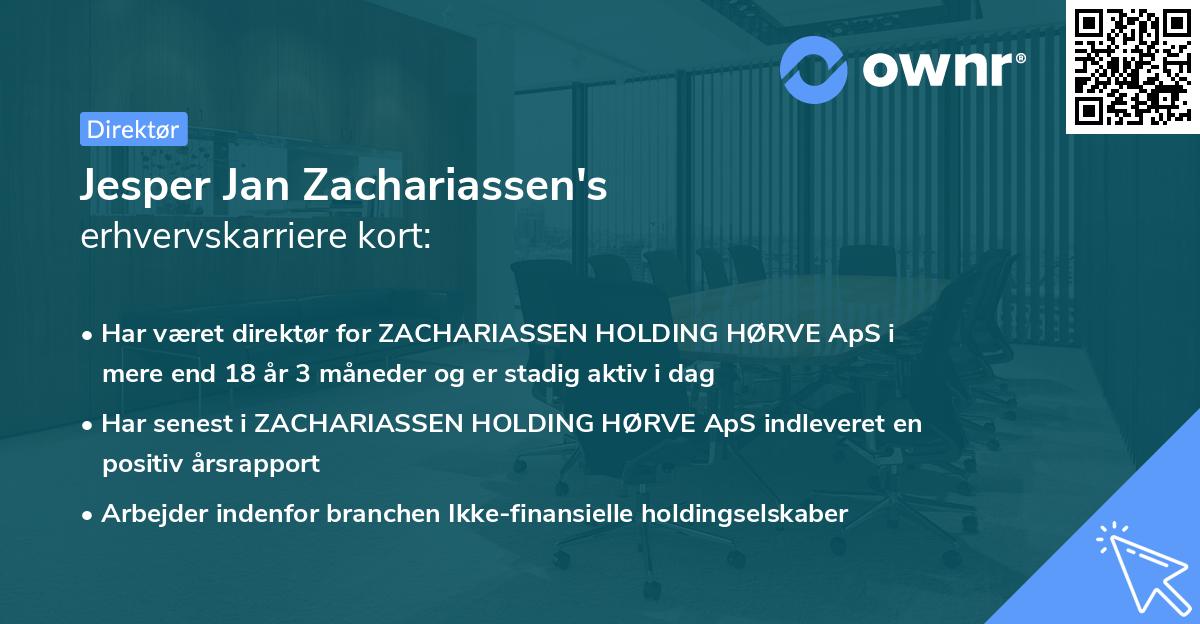 Jesper Jan Zachariassen's erhvervskarriere kort