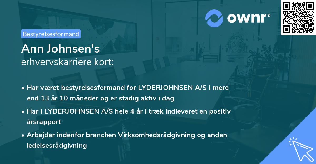 Ann Johnsen's erhvervskarriere kort