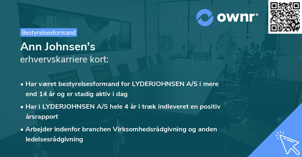 Ann Johnsen's erhvervskarriere kort