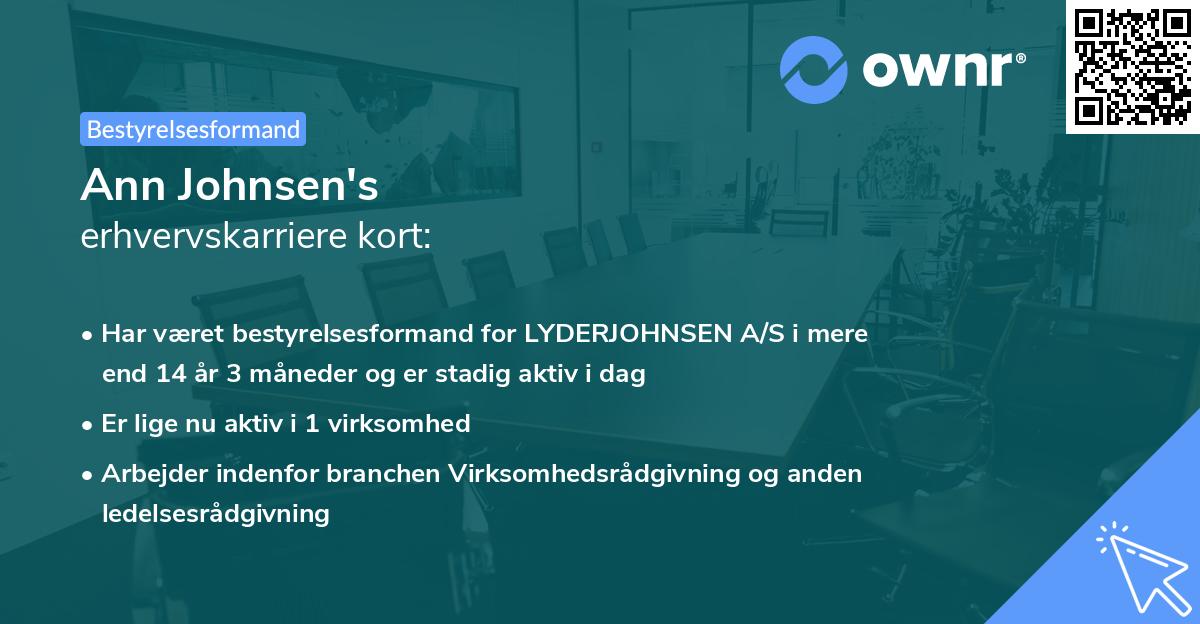 Ann Johnsen's erhvervskarriere kort