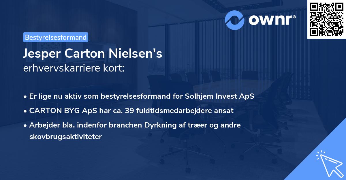 Jesper Carton Nielsen's erhvervskarriere kort