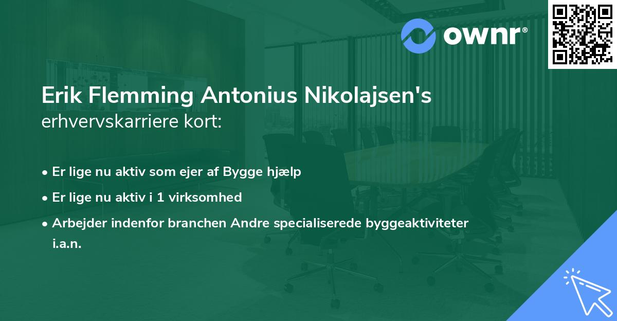 Erik Flemming Antonius Nikolajsen's erhvervskarriere kort
