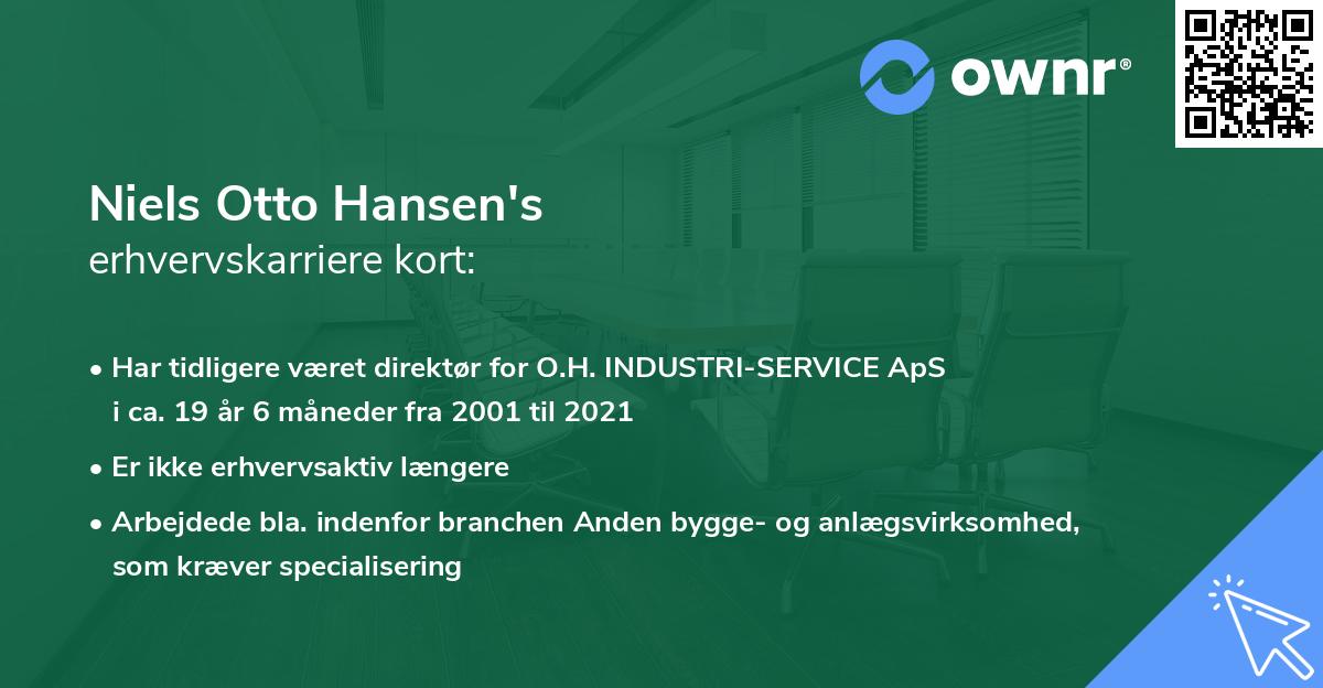 Niels Otto Hansen's erhvervskarriere kort
