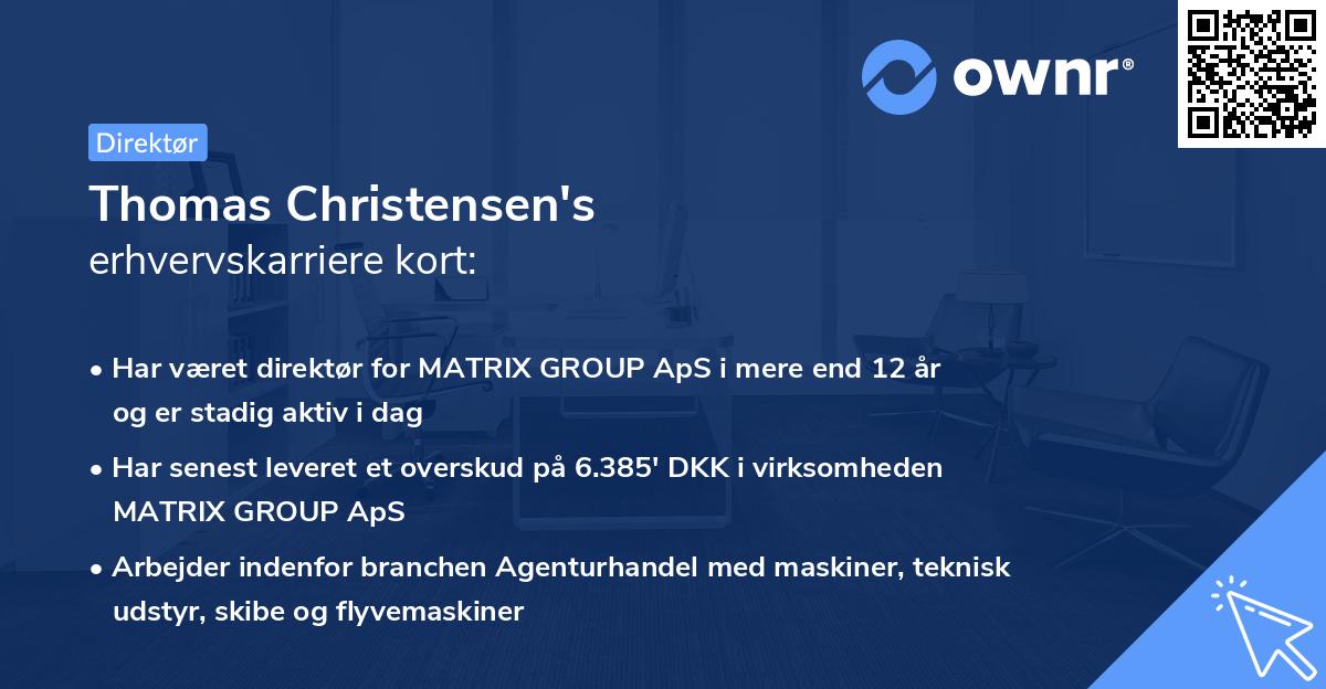Thomas Christensen's erhvervskarriere kort