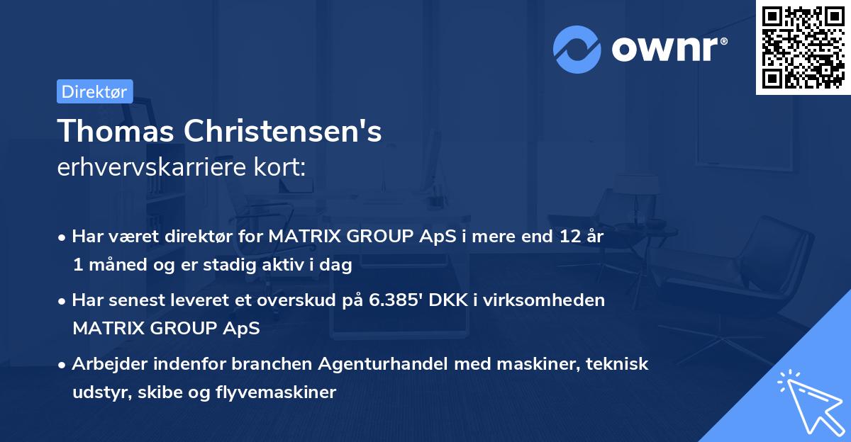 Thomas Christensen's erhvervskarriere kort