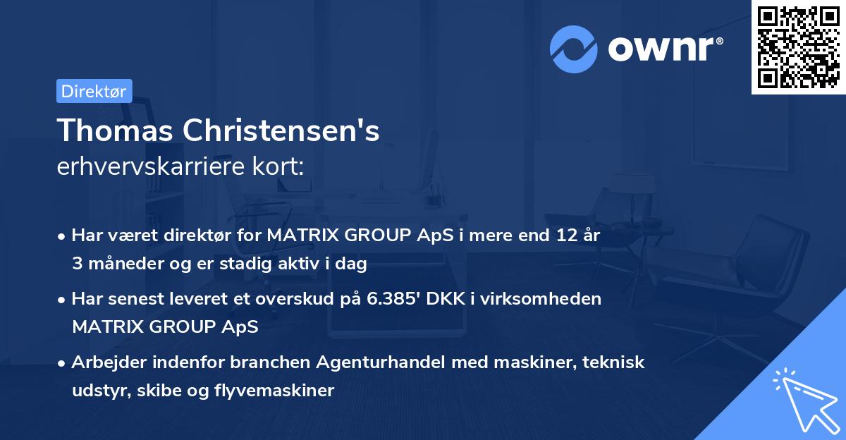 Thomas Christensen's erhvervskarriere kort