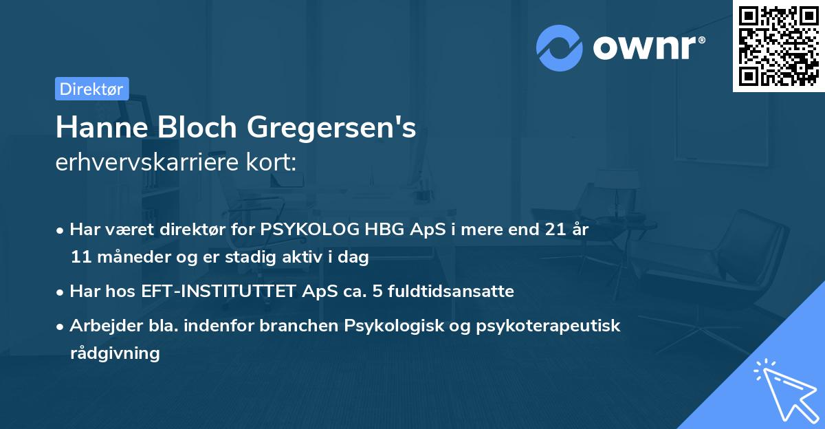 Hanne Bloch Gregersen's erhvervskarriere kort