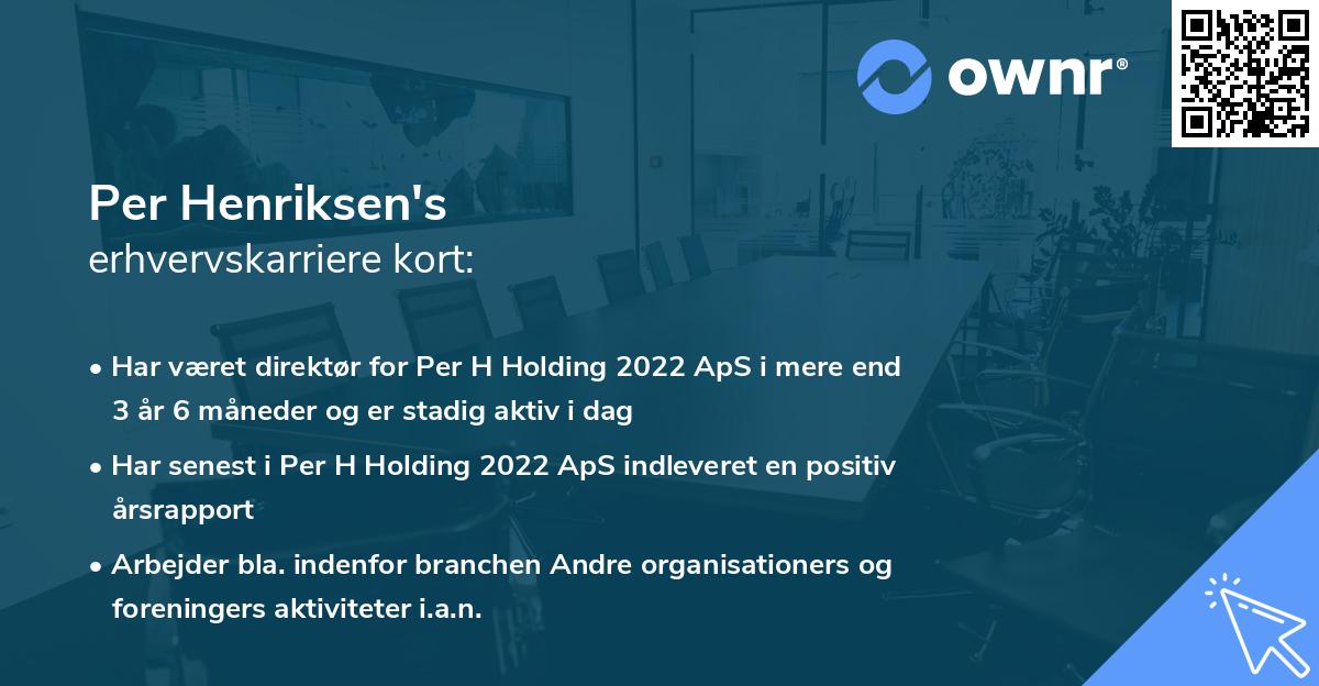 Per Henriksen's erhvervskarriere kort