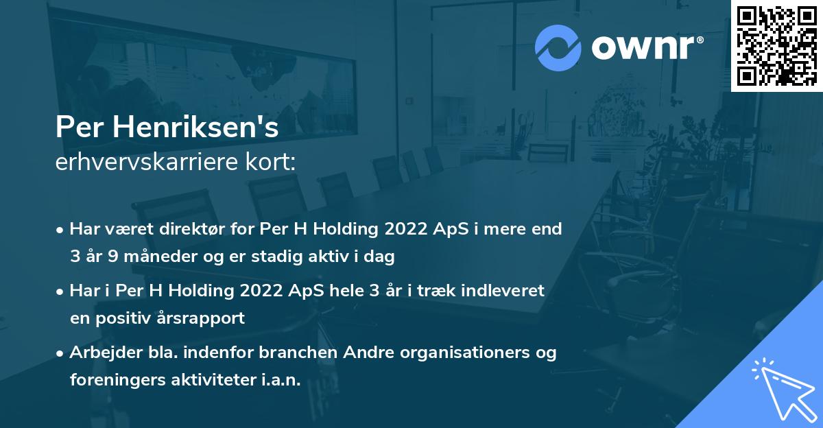 Per Henriksen's erhvervskarriere kort