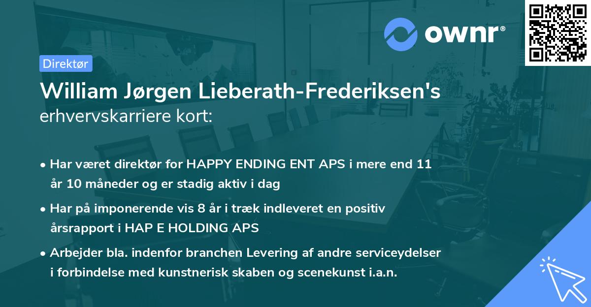 William Jørgen Lieberath-Frederiksen's erhvervskarriere kort