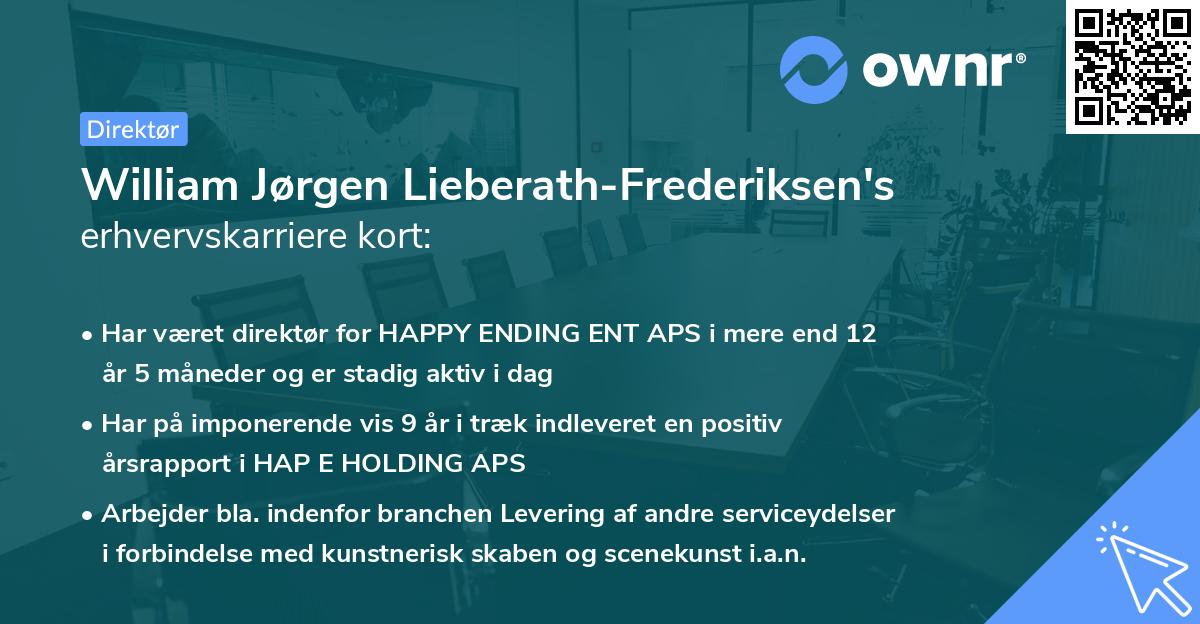 William Jørgen Lieberath-Frederiksen's erhvervskarriere kort
