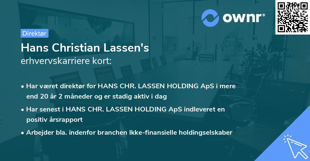 Hans Christian Lassen's erhvervskarriere kort