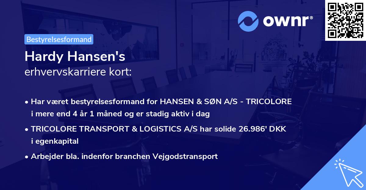 Hardy Hansen's erhvervskarriere kort