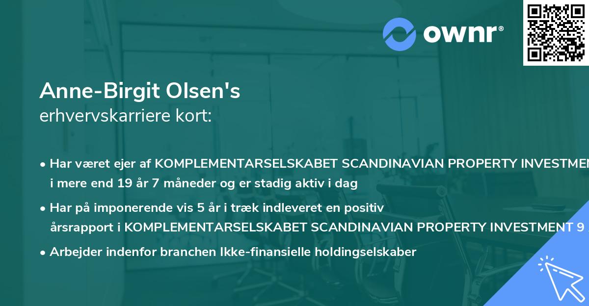 Anne-Birgit Olsen's erhvervskarriere kort