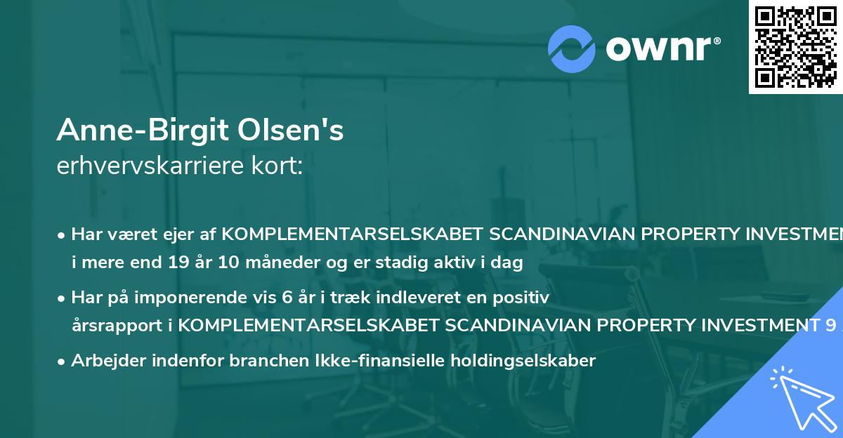 Anne-Birgit Olsen's erhvervskarriere kort